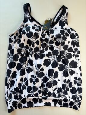 Bikinix Black White Floral Tankini Swimsuit Set Size XL New with Tags